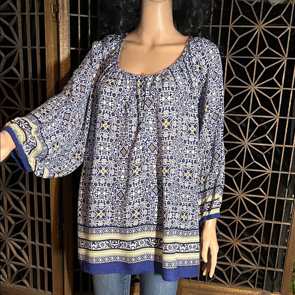 CYNTHIA ROWLEY PRINT PEASANT TOP 3X